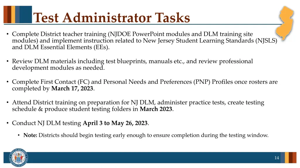 test administrator tasks