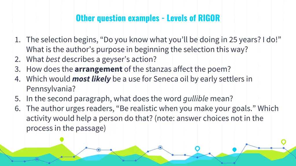 other question examples levels of rigor