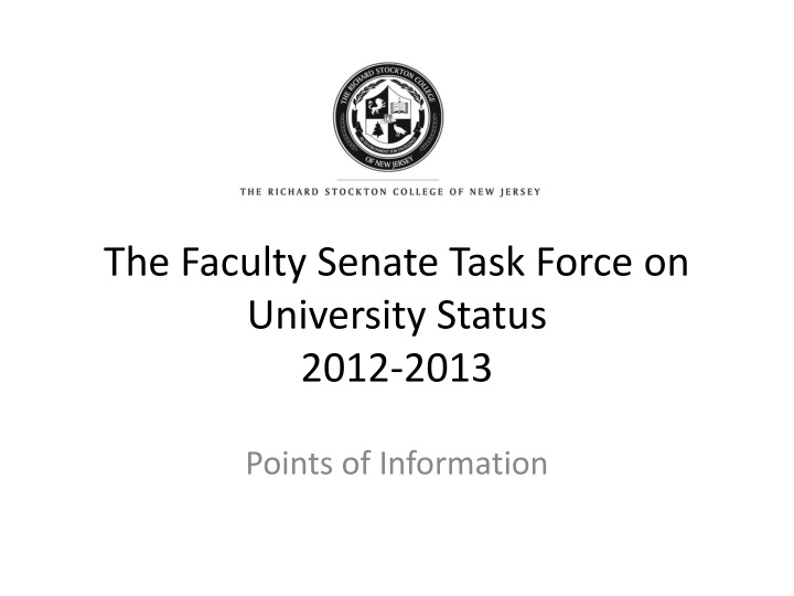 the faculty senate task force on university