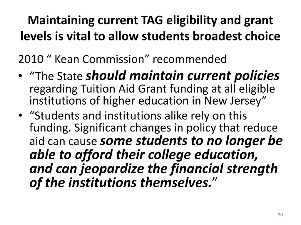 maintaining current tag eligibility and grant