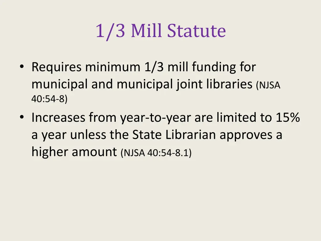 1 3 mill statute