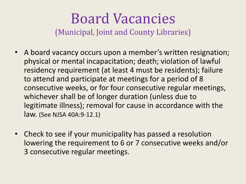 board vacancies municipal joint and county