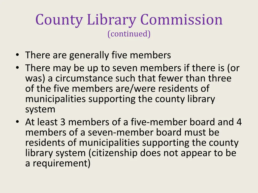 county library commission continued