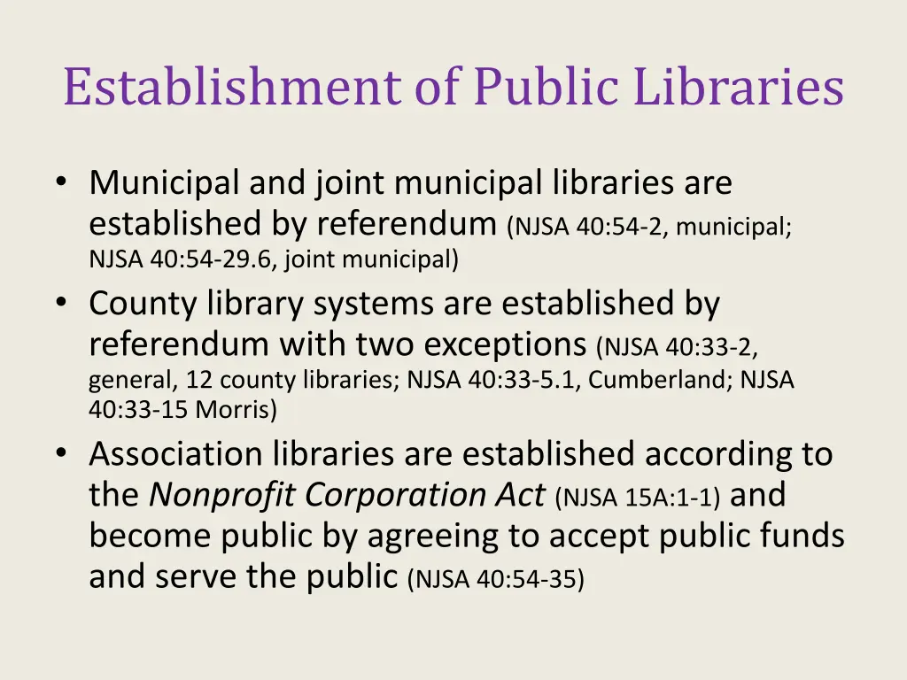 establishment of public libraries