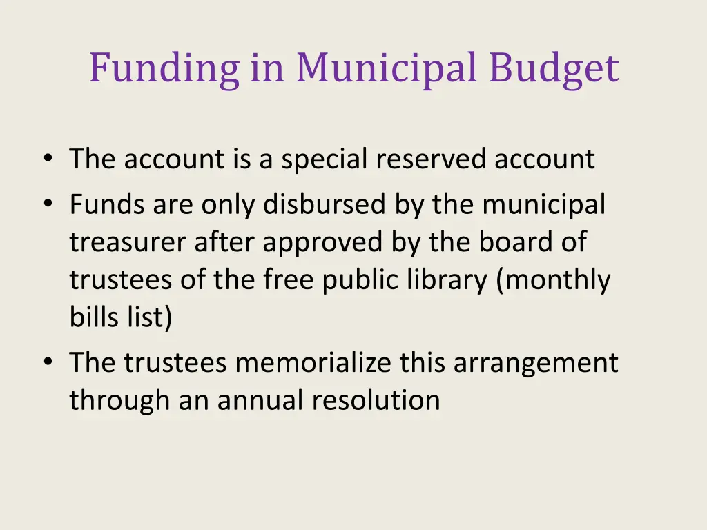 funding in municipal budget