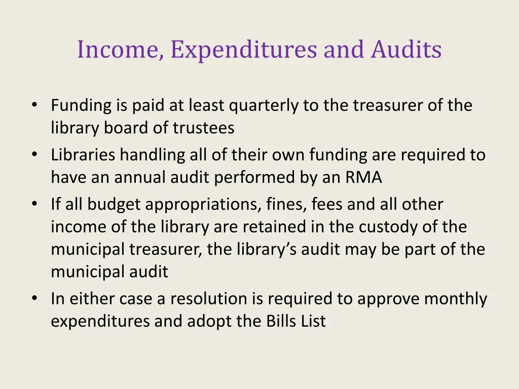 income expenditures and audits