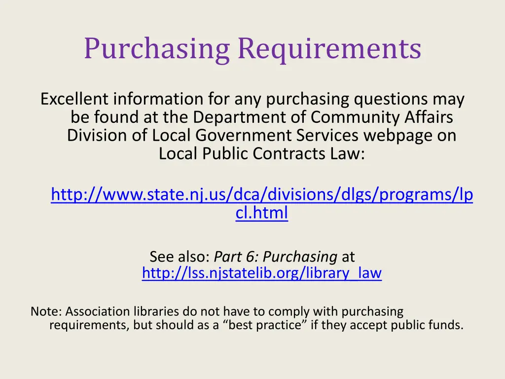 purchasing requirements