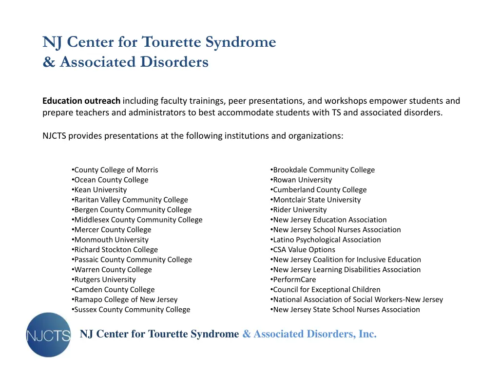 nj center for tourette syndrome associated 5