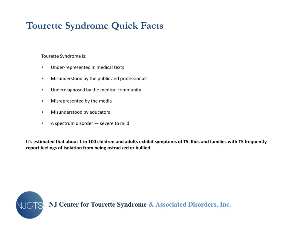 tourette syndrome quick facts 1