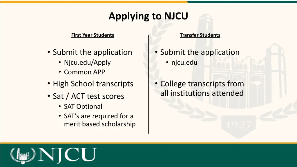 applying to njcu