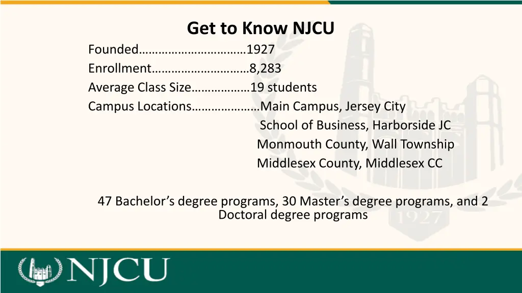 get to know njcu