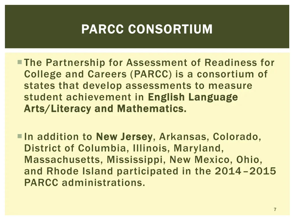 parcc consortium parcc consortium