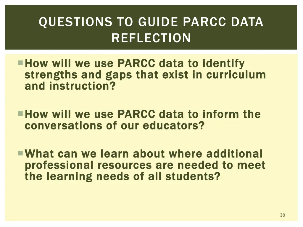 questions to guide parcc data reflection