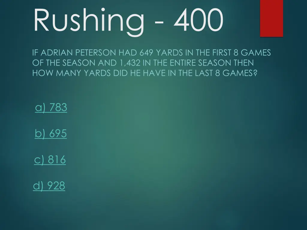 rushing 400