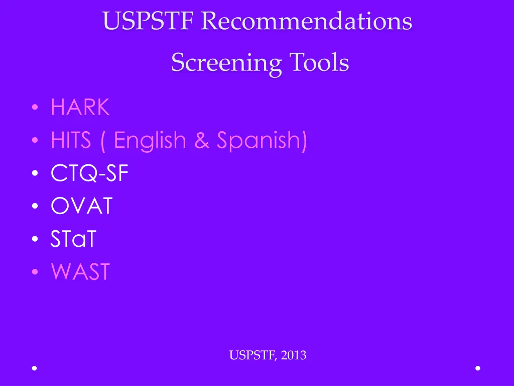 uspstf recommendations