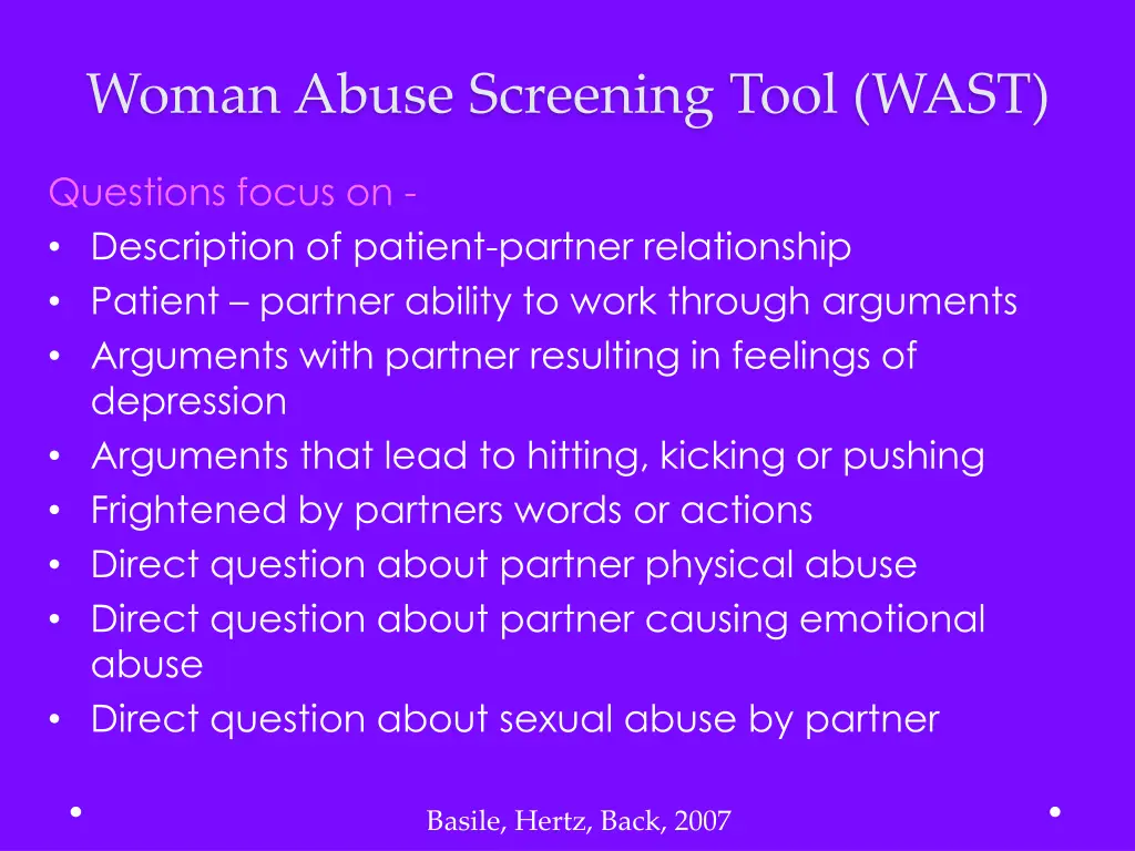 woman abuse screening tool wast