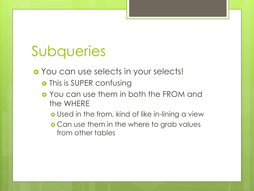 subqueries