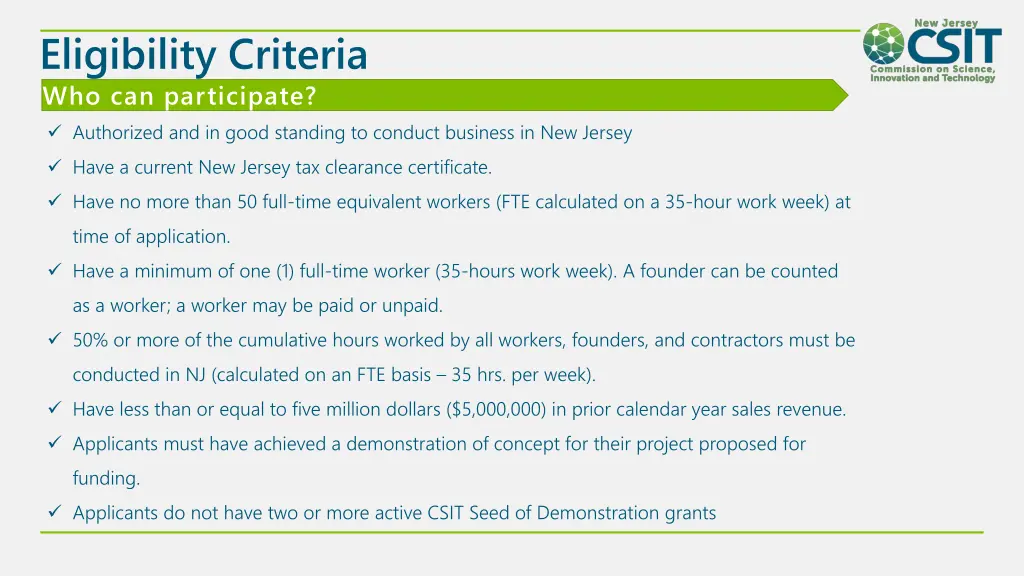 eligibility criteria