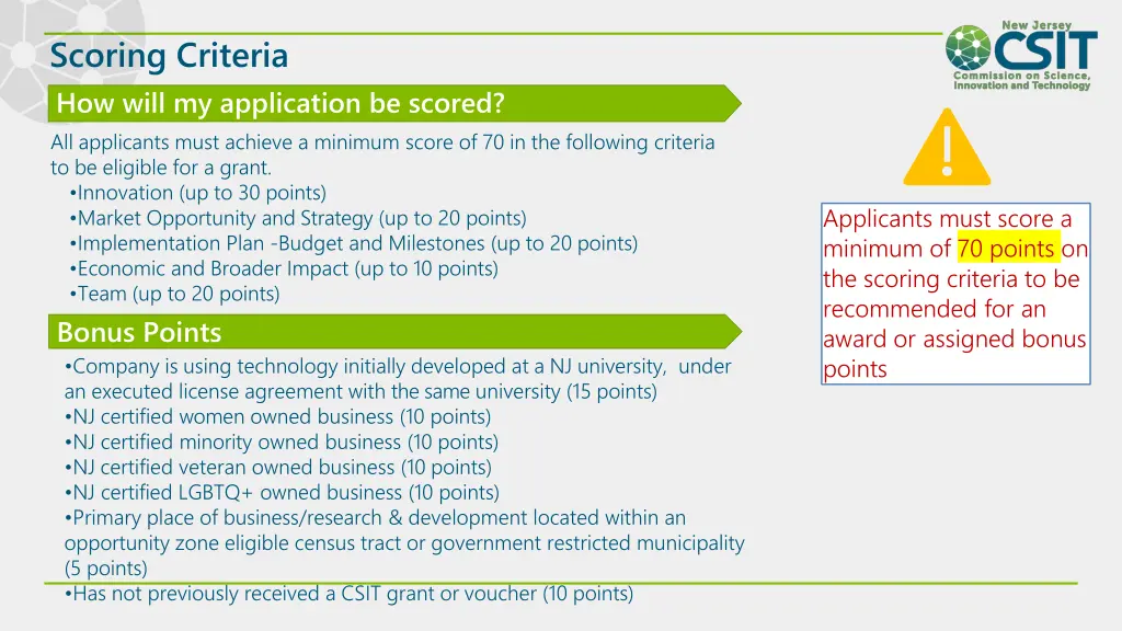 scoring criteria