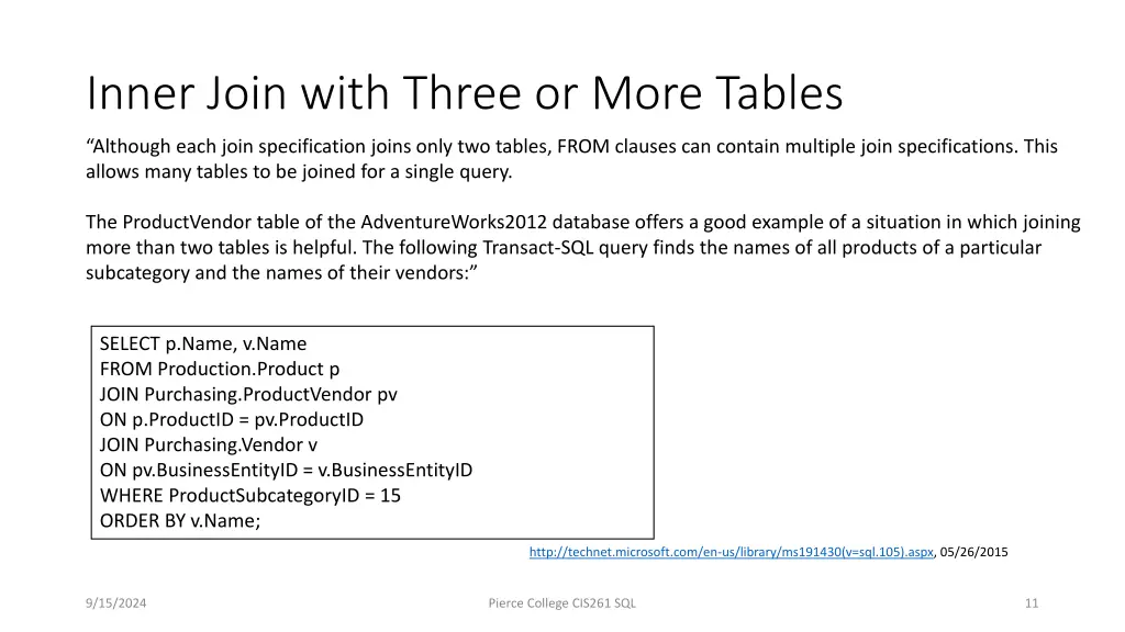 inner join with three or more tables