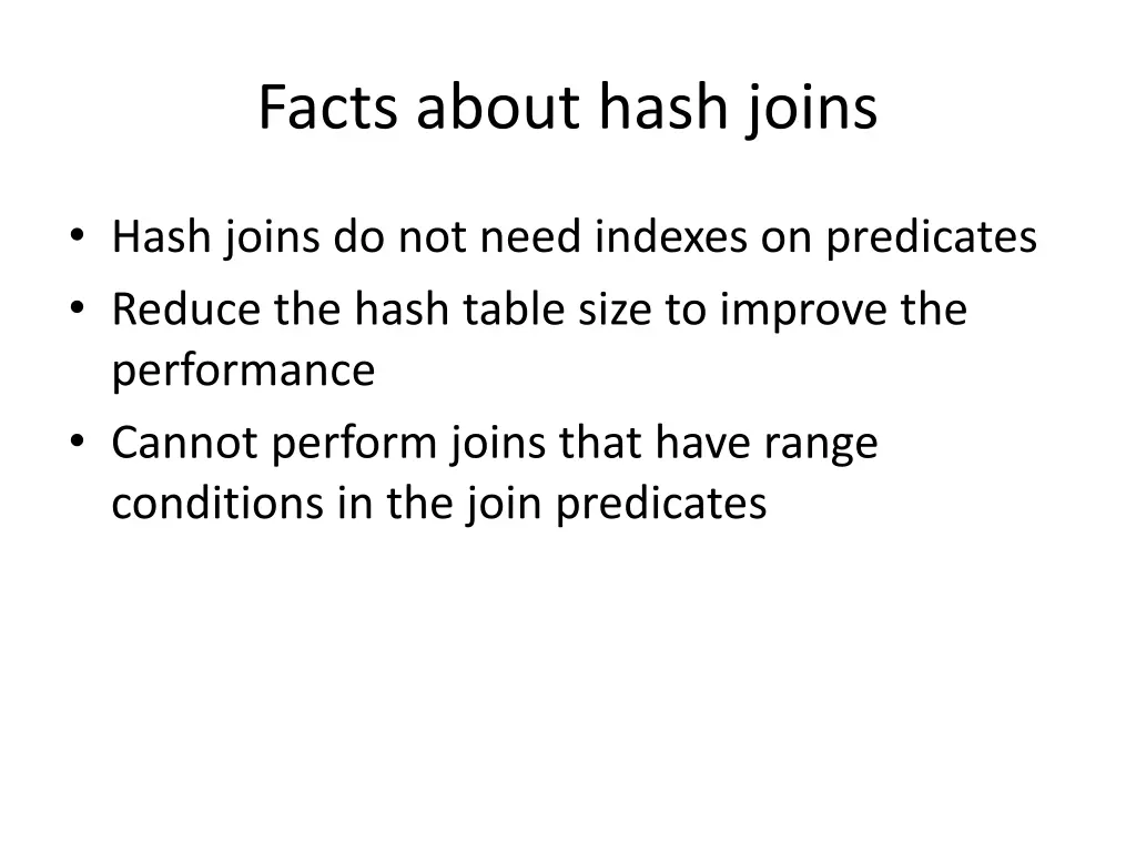 facts about hash joins