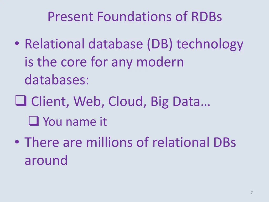 present foundations of rdbs