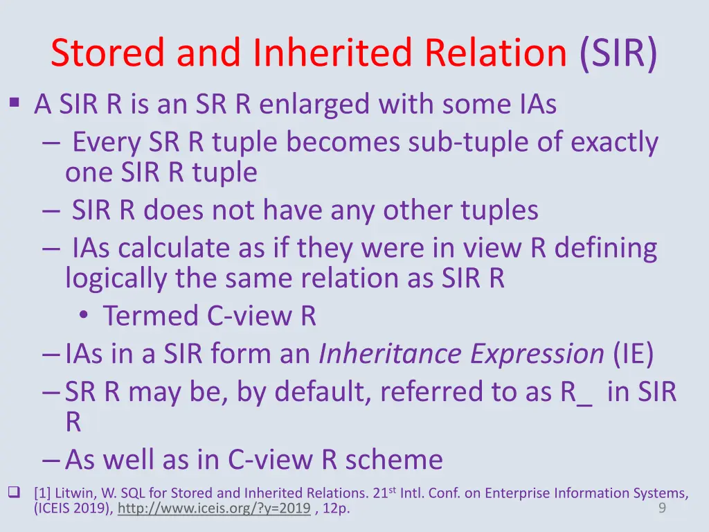 stored and inherited relation