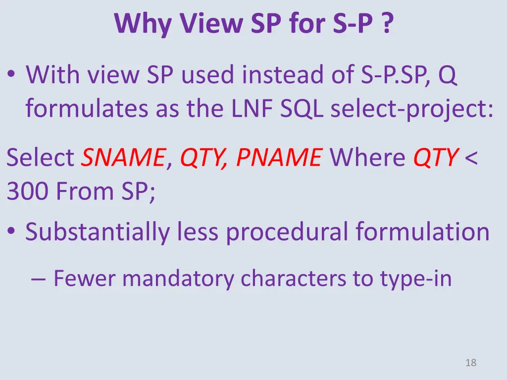 why view sp for s p 1