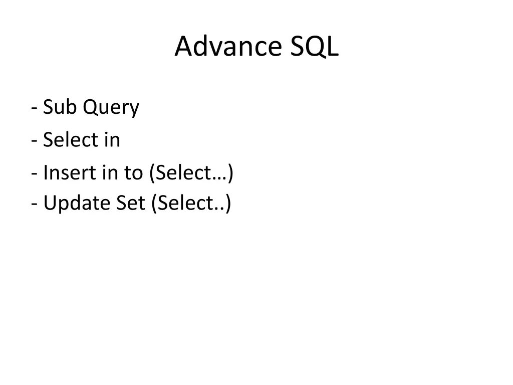 advance sql