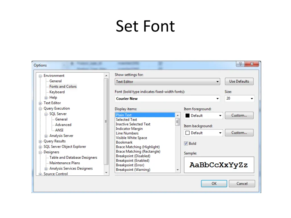 set font