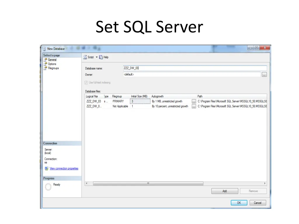 set sql server