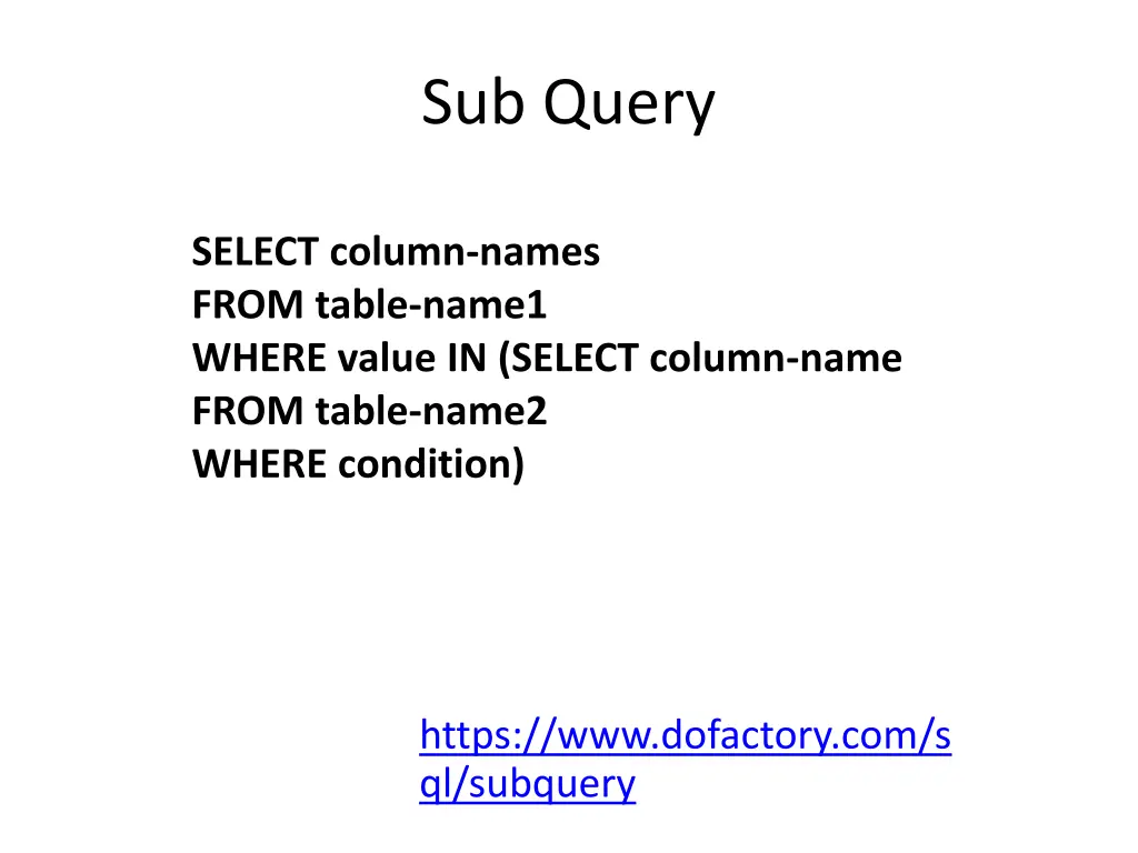 sub query