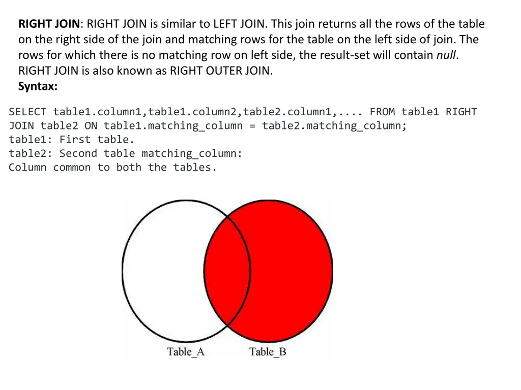 right join right join is similar to left join