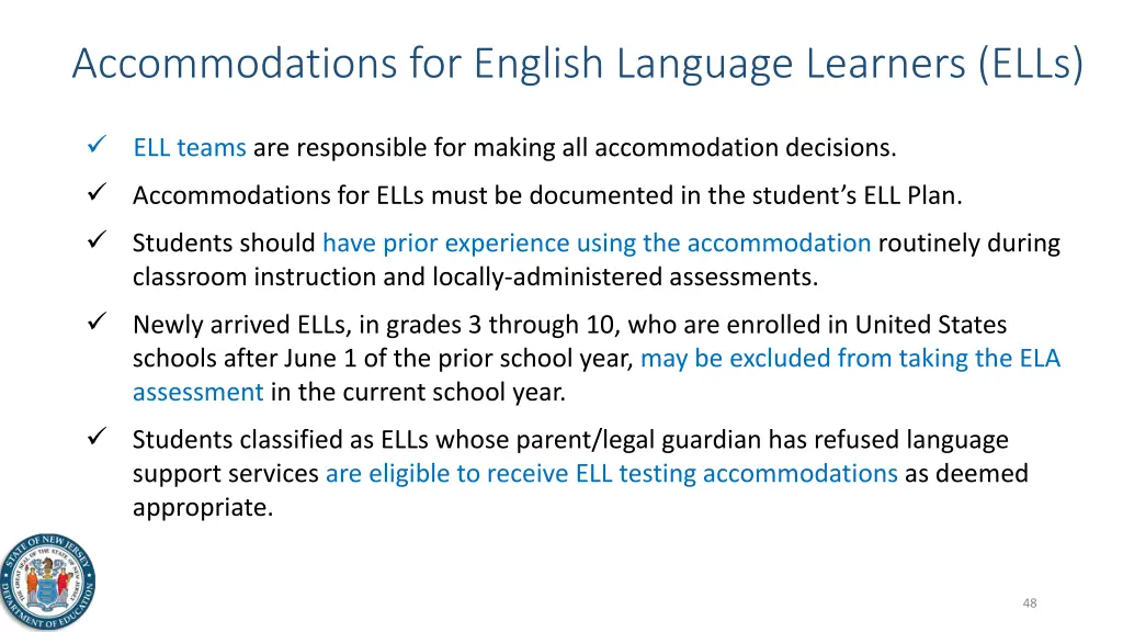 accommodations for english language learners ells