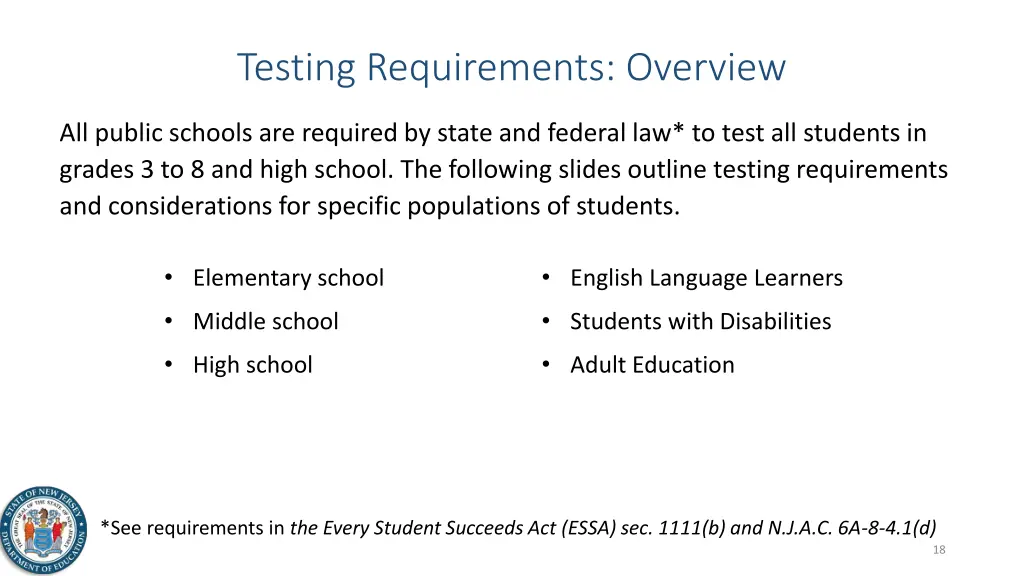 testing requirements overview