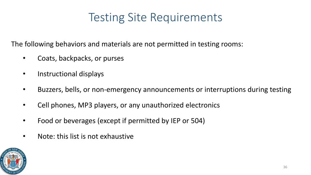 testing site requirements