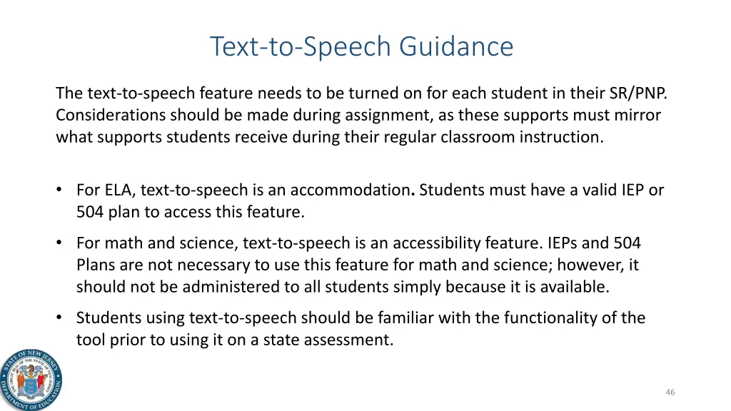 text to speech guidance