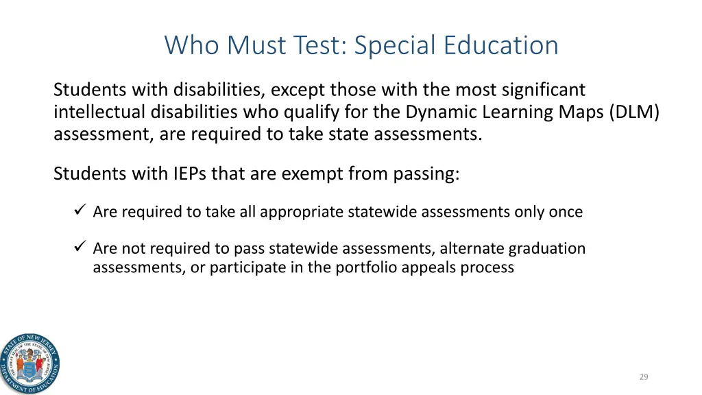 who must test special education