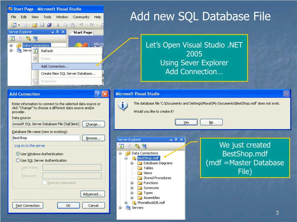 add new sql database file