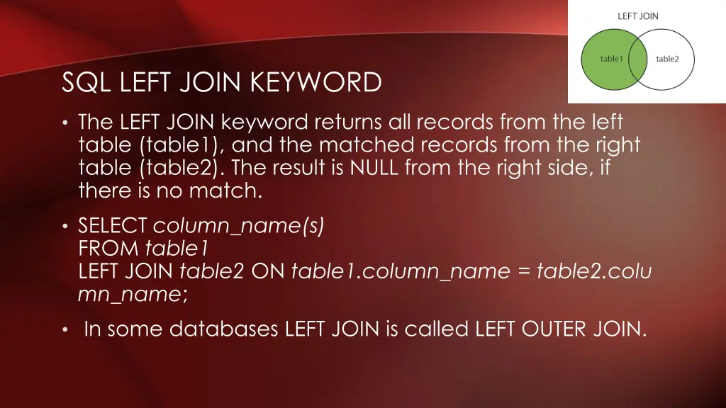 sql left join keyword