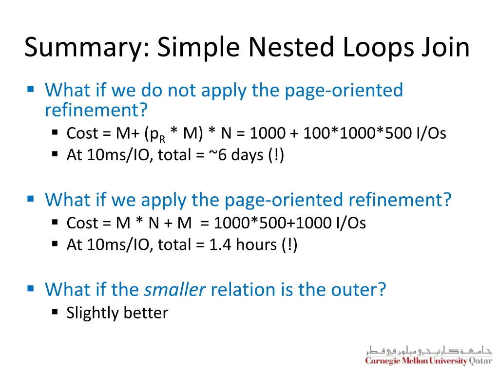 summary simple nested loops join