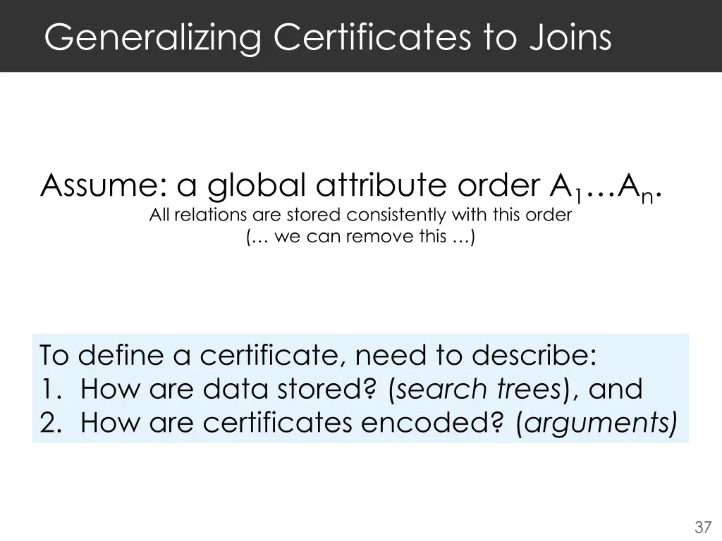 generalizing certificates to joins