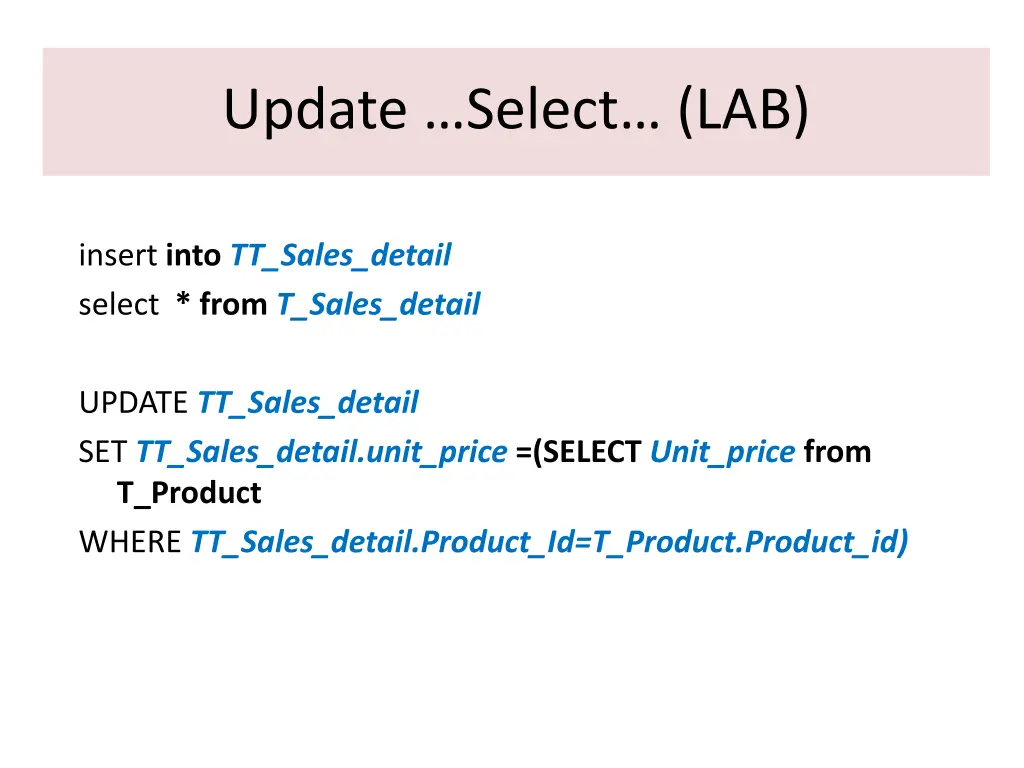 update select lab