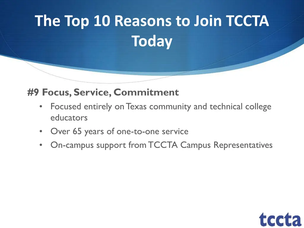 the top 10 reasons to join tccta today 1