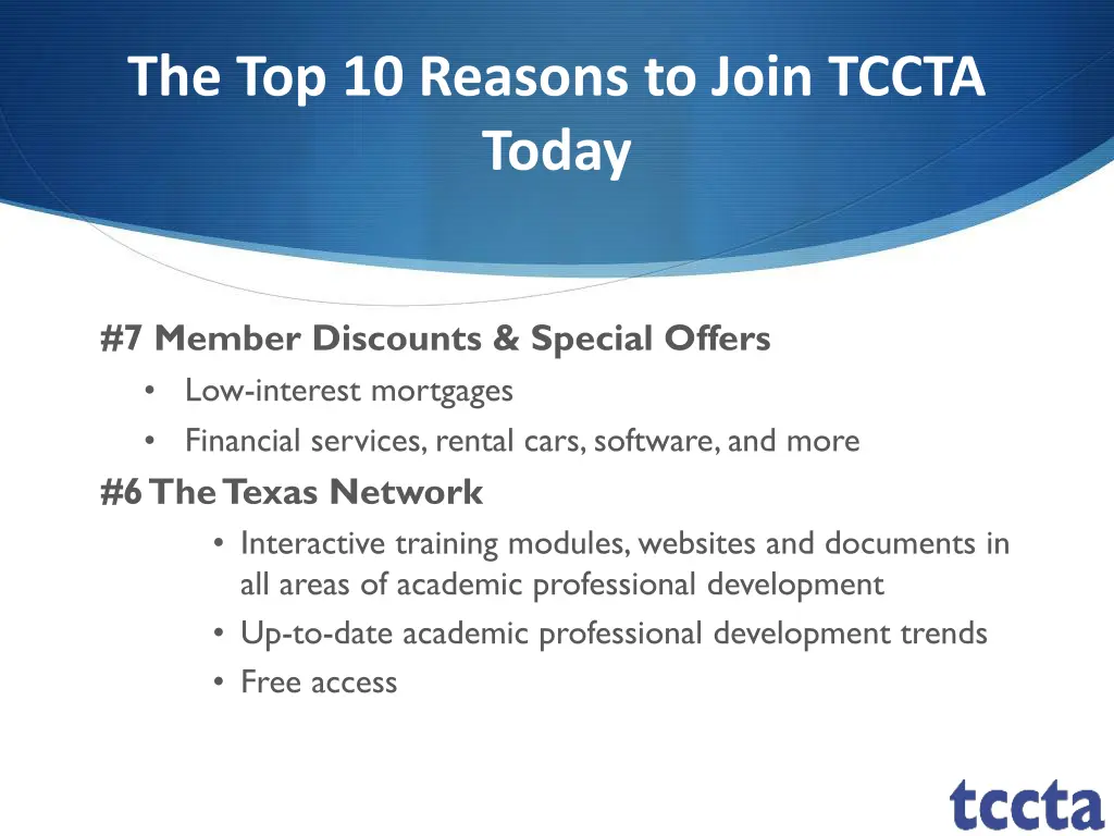 the top 10 reasons to join tccta today 4