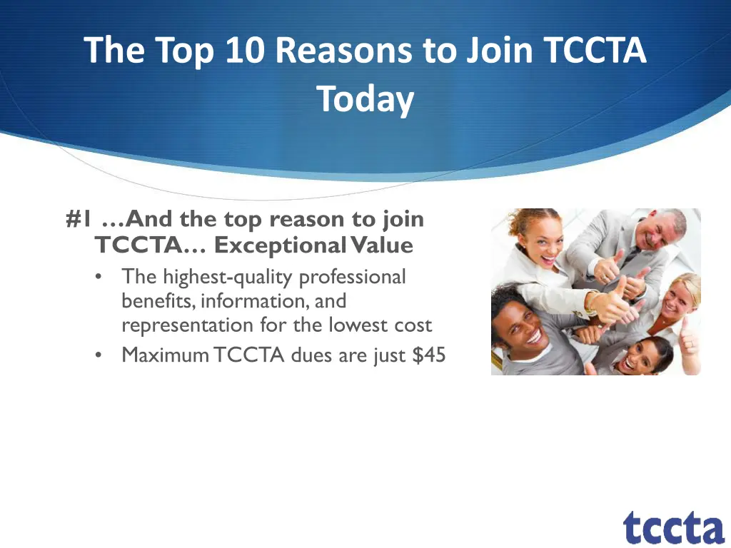 the top 10 reasons to join tccta today 9