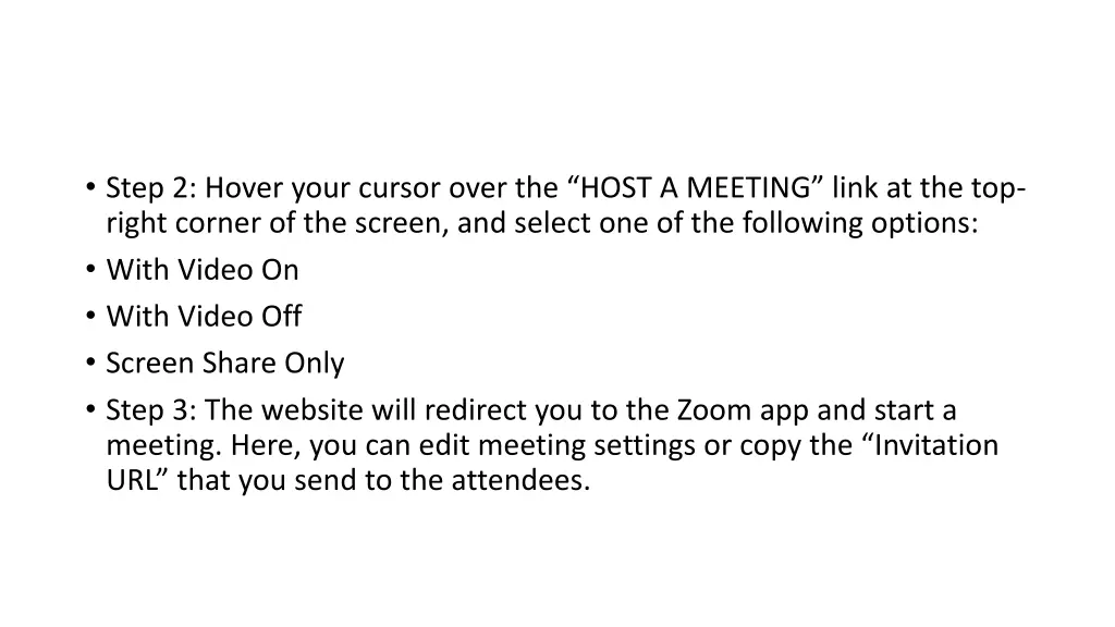 step 2 hover your cursor over the host a meeting