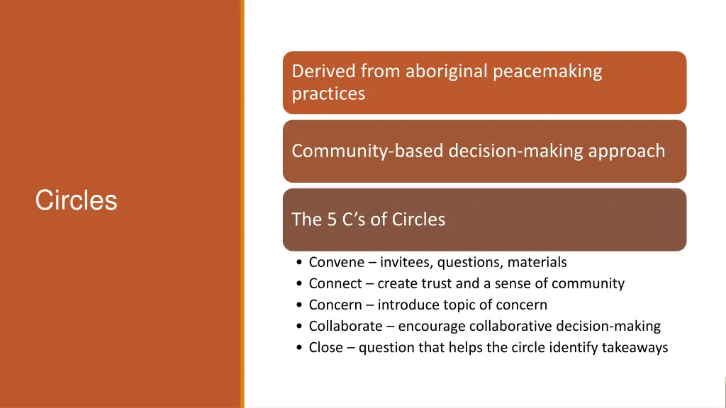 derived from aboriginal peacemaking practices