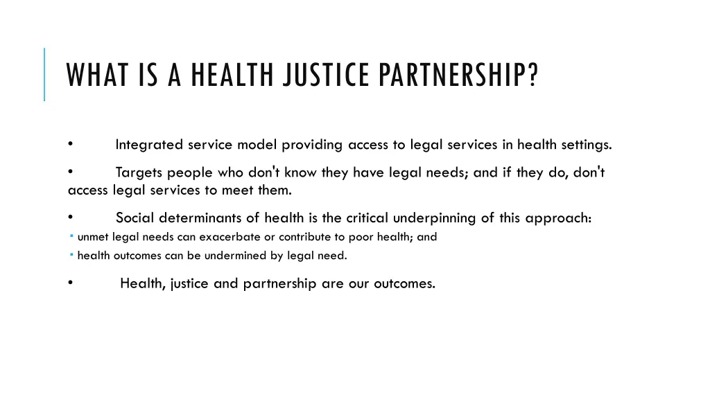 what is a health justice partnership