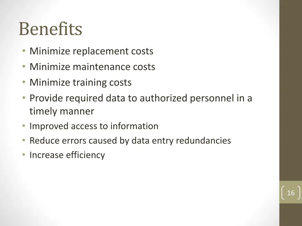 benefits minimize replacement costs minimize